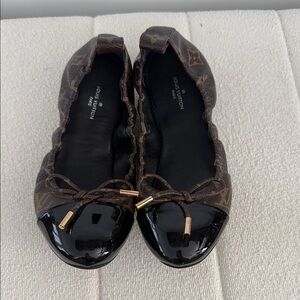 Louis Vuitton Monogram Flirt Ballerina Flats Brown and Black Women's Shoes